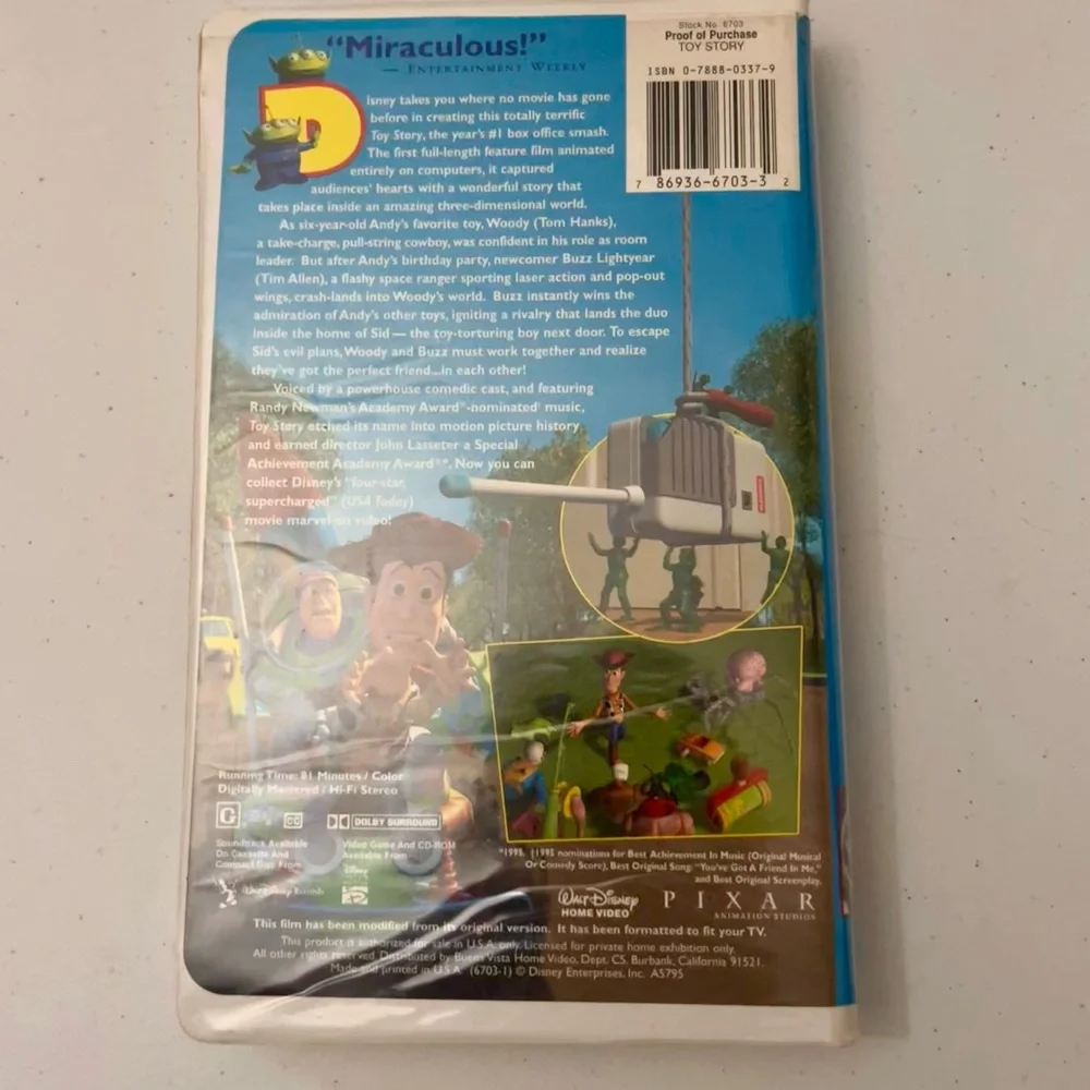 Disney’s Pixar Toy Story 6703 VHS Movie